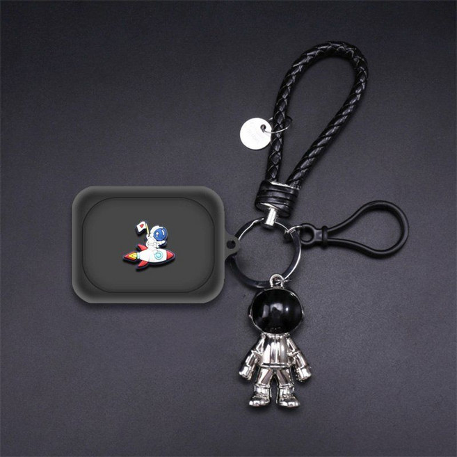 낫싱 이어a 케이스 피규어 키링 스트랩 실리콘 커버, Nothing Ear (R), 38 검정 쉘+우주비행사