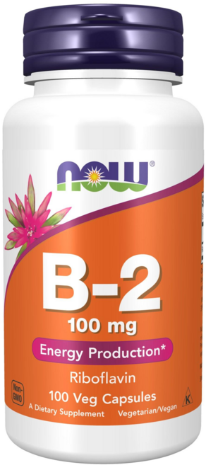 NOW Foods 維他命B2核黃素膠囊, 100顆, 1罐