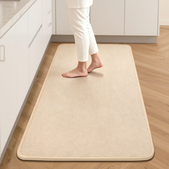 SoftDiary 두꺼운 주방발매트 기름방지 미끄럼방지 싱크대 발매트 롤매트 대형, 베이지