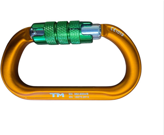 고강도 오벌형 자동잠금 카라비너 등산 캠핑 비너, 1개, 주황,타원형