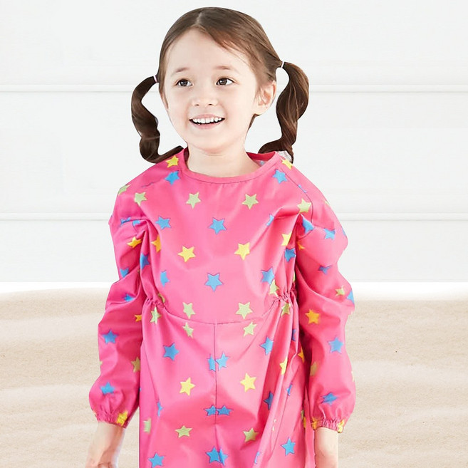 엘리몽 아기 전신 미술가운, 해피스타 핑크