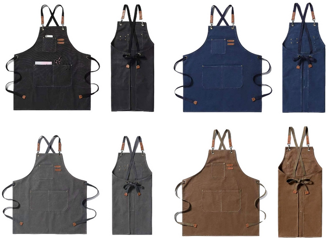 캔버스 바리스타 앞치마 공방 방수 데님 남자 목공 작업용 플로리스트 주방 카페 에이프런, 네이비, 1개