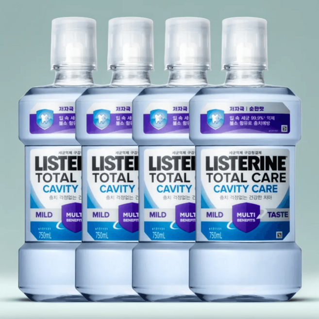리스테린 캐비티케어 4개 750ml 마일드 토탈케어