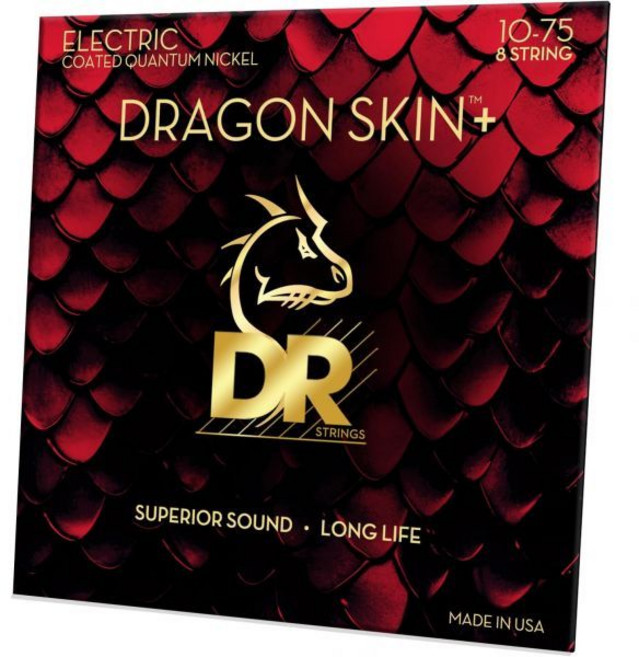 DR 스트링스 드래곤 스킨 코팅된 퀀텀 니켈 일렉트릭 기타 스트링 – DEQ810 편안한 느낌과 긴 수명을 갖춘 우수한 사운드 미디엄 8 1075, DEQ-8/10 Medium 8 String 10-75