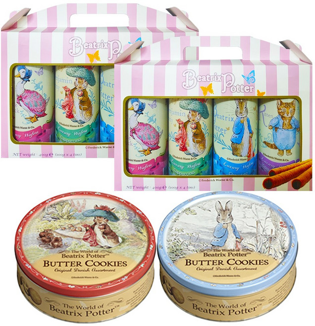 피터래빗 럭셔리 웨이퍼 롤 4입 선물세트400g 2세트+켈슨 덴마크 데니쉬 버터쿠키454g 2통 (2세트+2통) 유치원.학교 교회 기업 관공서 간식 선물, 1.708kg, 1세트