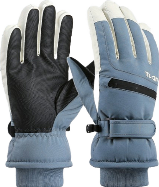 TLAN 三層高效保暖滑雪手套 防水防風防滑 10指觸控 登山戶外運動手套 藍色 L 號