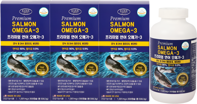 HnF 프리미엄연어 오메가3 연어유90% 비타민D 2000IU 미국직수입 식약처인증, 1회분, 900세트