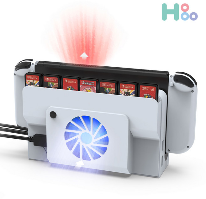 호후 DOBE 닌텐도 스위치 OLED 독 쿨링 팬, 화이트, 1개