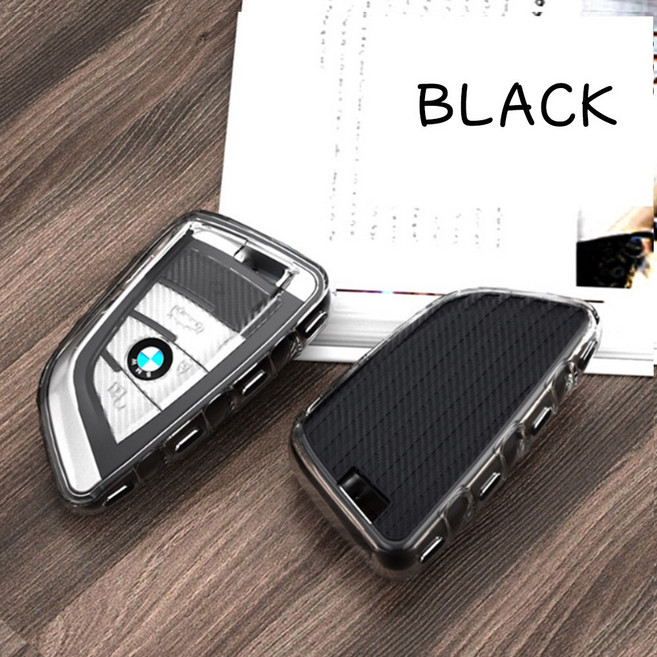 bmw 320i 330i 420i 520i 530i 스마트키홀더 키케이스 풀커버 실리콘 카본, 블랙