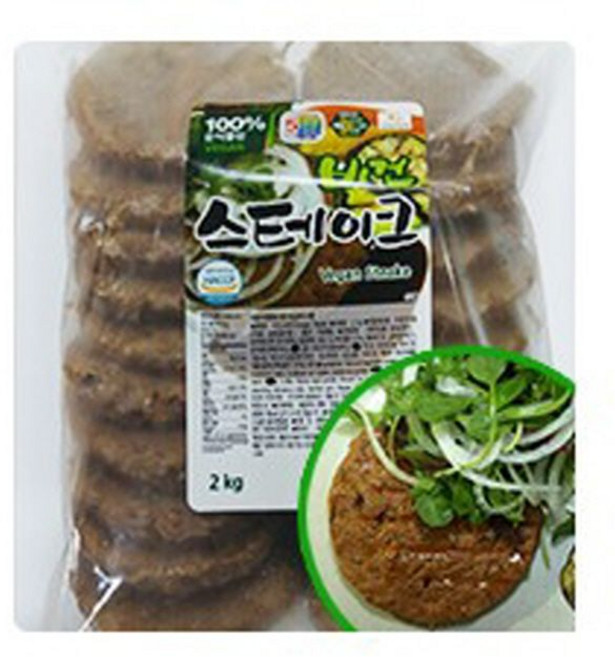 콩과 현미로 만든 콩고기 비건스테이크 300g 비건푸드 채식식단 무오신채 채식 콩불고기 채식만두 채식요리 콩고기요리, 1개