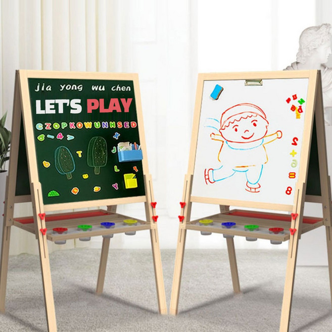빅사이즈 대형 원목 유아 양면 높이조절 자석칠판 어린이 코코 화이트보드, 우드, 1개