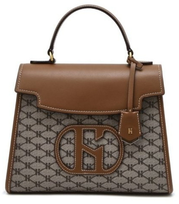 ❲백화점AS❳ 헤지스 데일리 토트백 [HARIATO] H 레더 브라운 패치 시그니처 패턴 사첼백 M HIBA4F117K2 직장인 핸드백