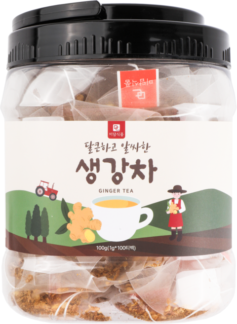[식물유래 안심 생분해필터] 미담식품 생강차 삼각티백, 1개, 100개입, 1g