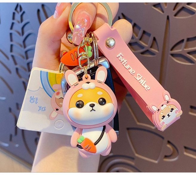 이카이즈 시바견 12띠키링 피규어 자동차 키홀더 가방고리 열쇠고리, 토끼띠, 1개