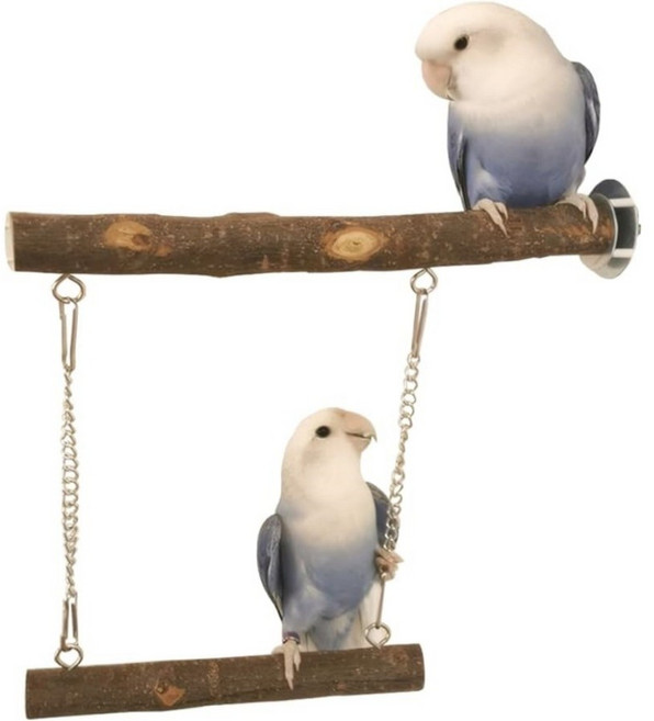 패럿토피아 앵무새 놀이터 자연목 횃대 그네 발톱갈이 중소형조류용, 1개, 혼합색상