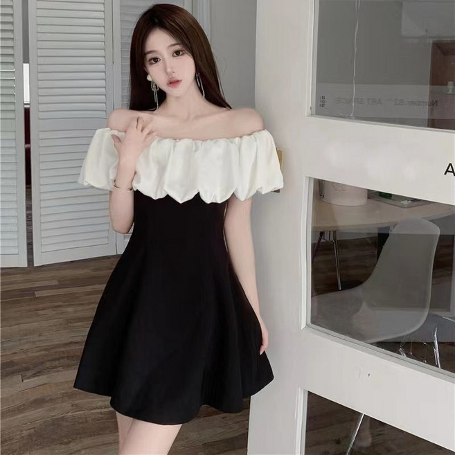 COSYEVNO 여성 오프숄더 플레어 미니 원피스 CLXlydq-35