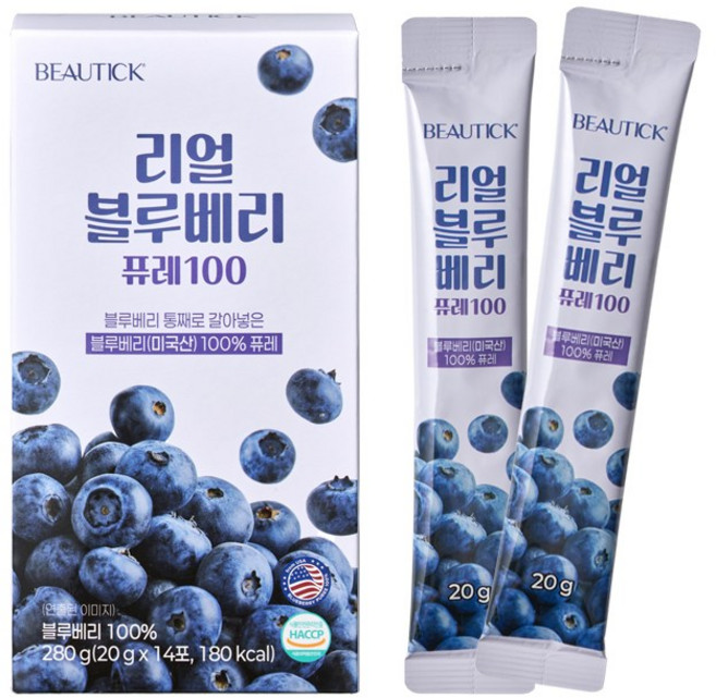 뷰틱 리얼 블루베리 퓨레 100 14p, 280g, 1개