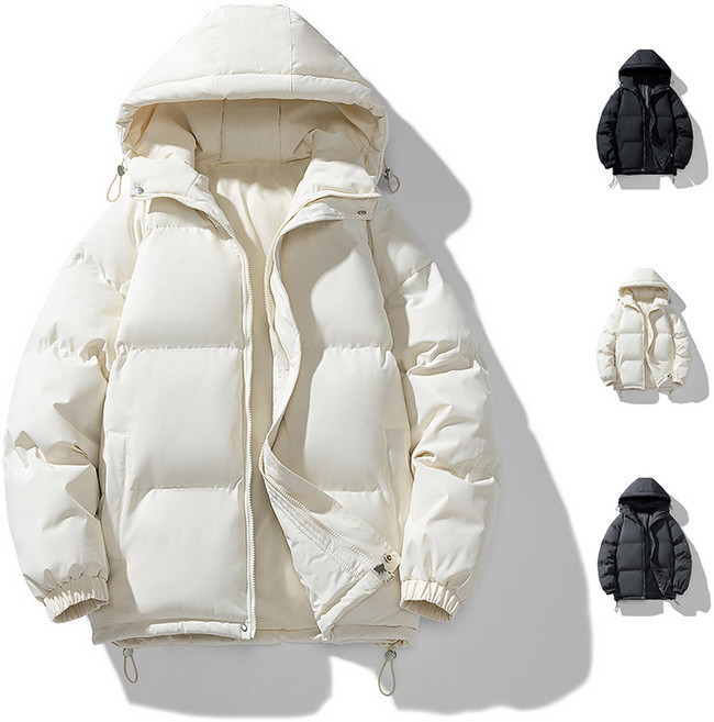 소리울 남성용 겨울 무지 패딩 오버핏 하이넥 후드 하프패딩