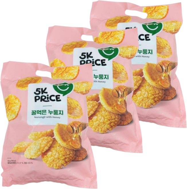 5K 프라이스 꿀먹은 누룽지, 3개, 140g