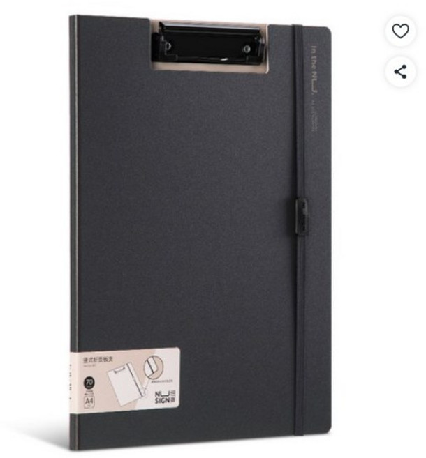 델리 누사인 고정스트랩 커버 클립보드 A4 180-NS, 1COLOR(블랙), 3개