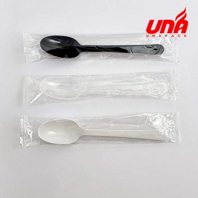 UNA 블랙 완전 개별포장 숟가락, 1개, 1500개