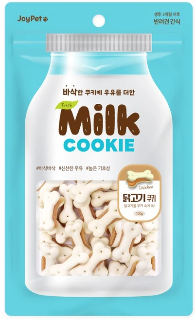 조이펫 강아지간식 밀크 쿠키 닭고기 100g, 1개 - 쿠팡