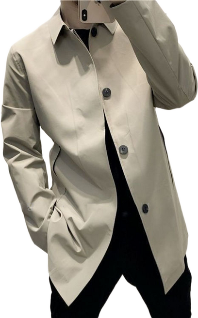 셀럽당 봄가을 슬림 패션 하프 트렌치코트 남Q01567