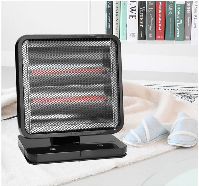 발터치 석영관 전기히터 2단 사무실 히터 전기난로 캠핑 가정용, 블랙