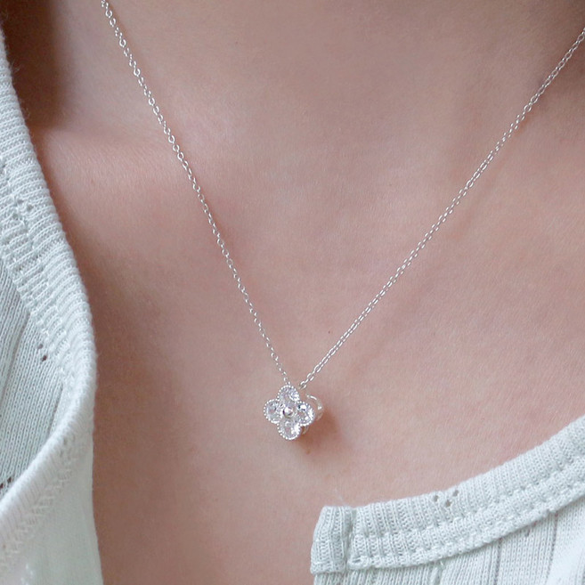 럭키 네잎클로버 여성 순은 행운 목걸이 반지소