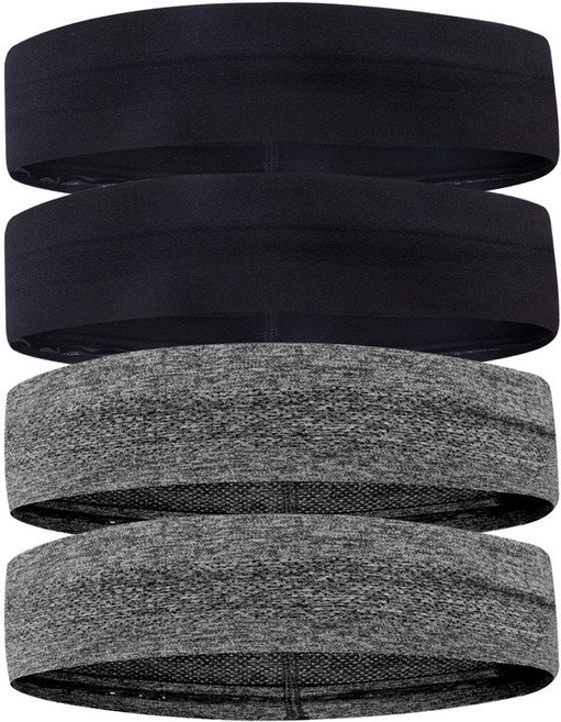 하늬통상 땀흘림방지 스포츠 헤어밴드 4종, 블랙2+그레이2, 1개