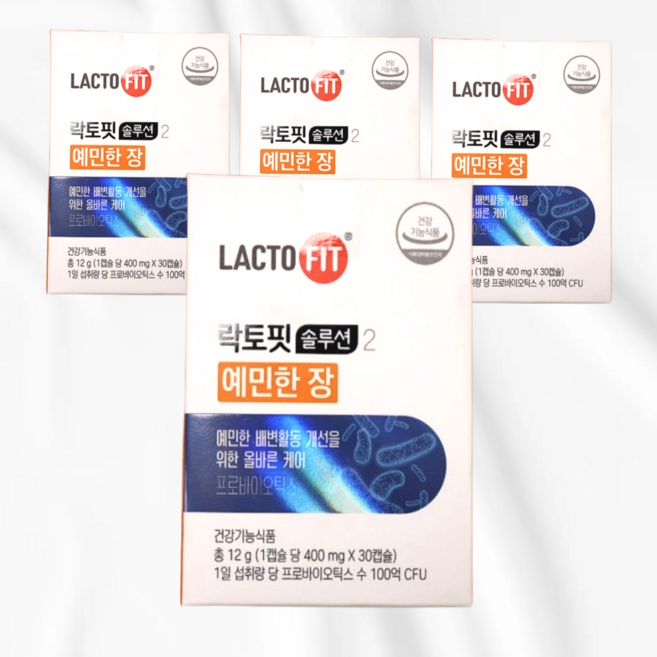 락토핏 솔루션2 예민형 30캡슐 x 4개, 30정, 12g