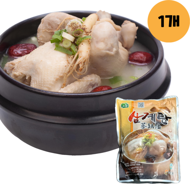 국내산 닭 삼계탕 실온 보관 인삼 대추 찹쌀 포함, 4개, 1kg