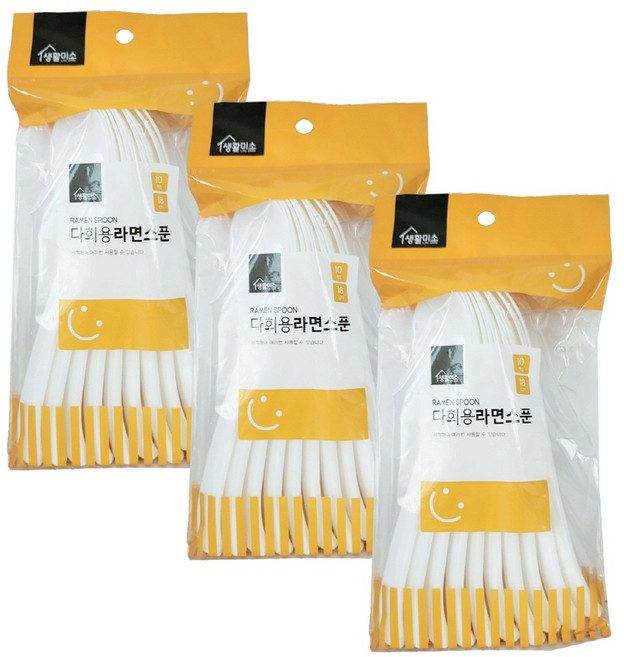 생활미소 라면스푼 10p, 화이트, 3개