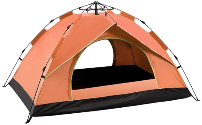 JIBUZHE 雙人/3-4人 雙門雙紗網全自動帳篷, 橙色帳篷, 雙人