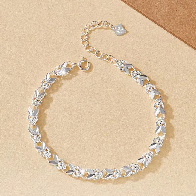 몬테리아 18K도금 네잎클로버 2겹 실버 팔찌 팔찌 여성용 다층 심플 팔찌 G518-045