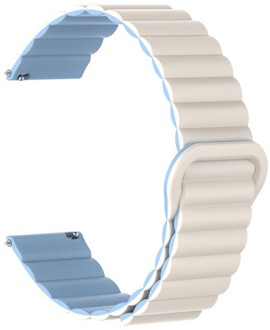 샤오미 레드미워치5 라이트 액티브 S4스포츠 어메이즈핏6&5 호환 22mm 실리콘 마그네틱 엠보싱 스트랩, 베이지(스카이블루), 1개