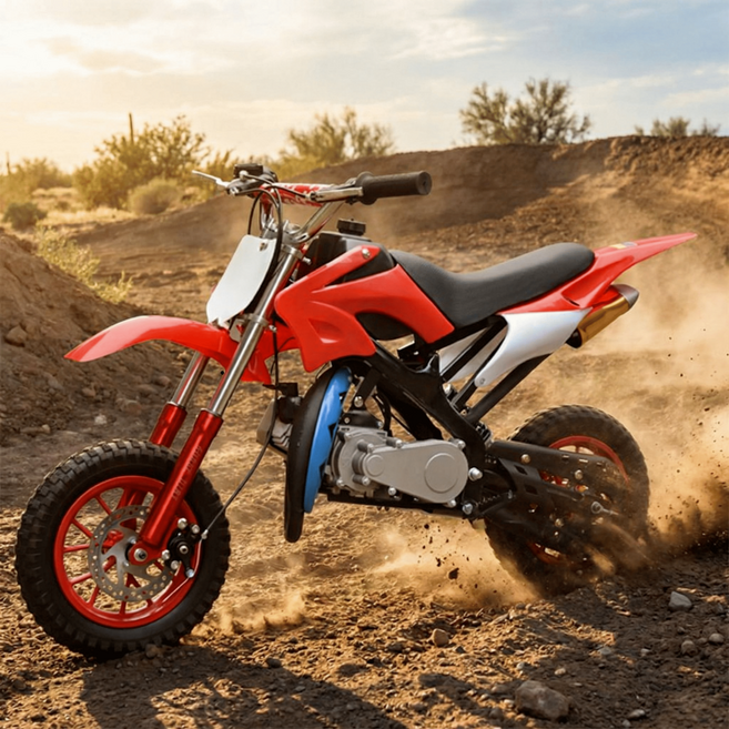 쇼넷 포켓바이크 레저용 미니바이크 오프로드 미니오토바이 49cc, 레드, SN2541