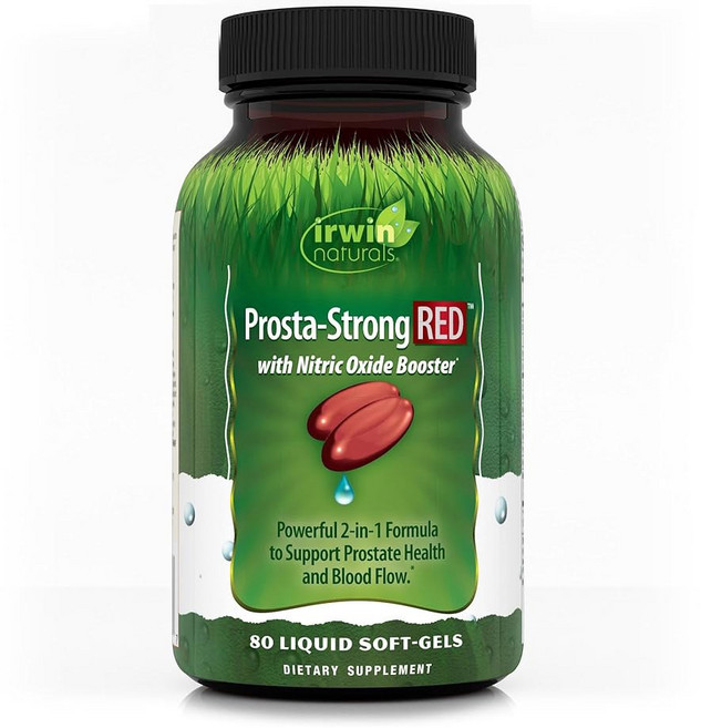 어윈 내추럴스 프로스타-강력 RED와 일산화질소 부스터 - 전립선 지원 팔메토 리코펜 호박 씨앗 등 보기 80개의 액체 소프트젤, 1개