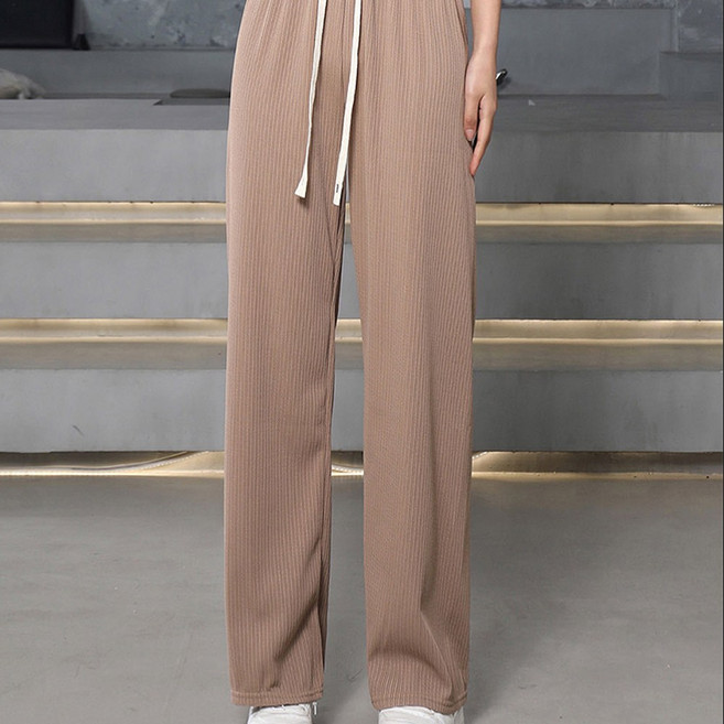 하바우 여성 와이드 쿨링 골지 밴딩 팬츠