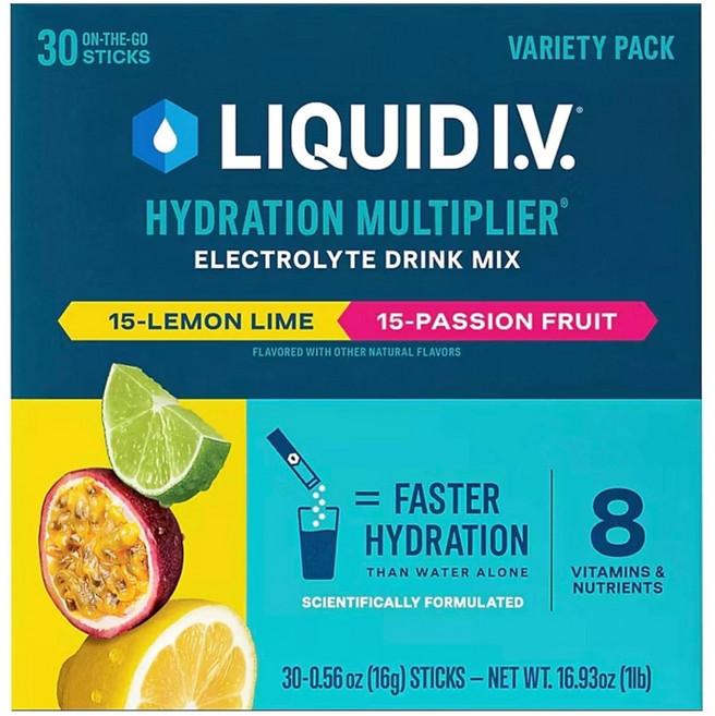 Liquid Iv Hydration Multiplier 電解質沖泡飲 檸檬萊姆 & 百香果, 30入, 16g