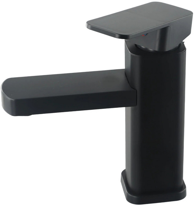 욕실 수도꼭지 핫 & 콜드 믹서 탭 데크 장착형 분지의 블랙 스퀘어 세면기, 01 Black, 1개