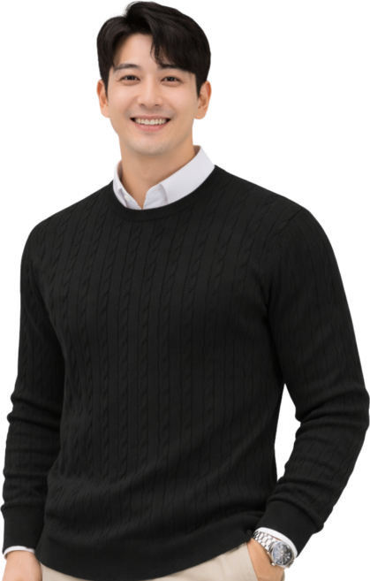 YEON HOME 남성 모달 니트 긴팔 스탠다드 꽈배기