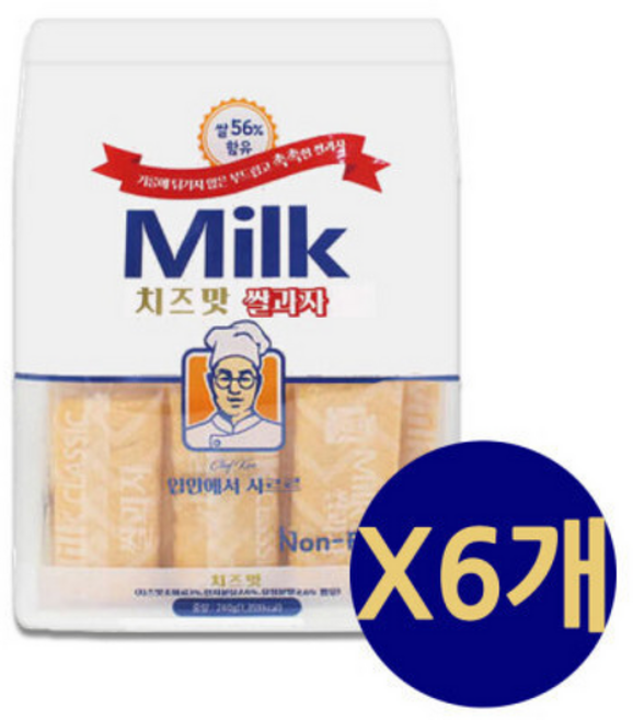 밀크 클래식 쌀과자 치즈맛 / 우유쌀과자, 240g, 6개