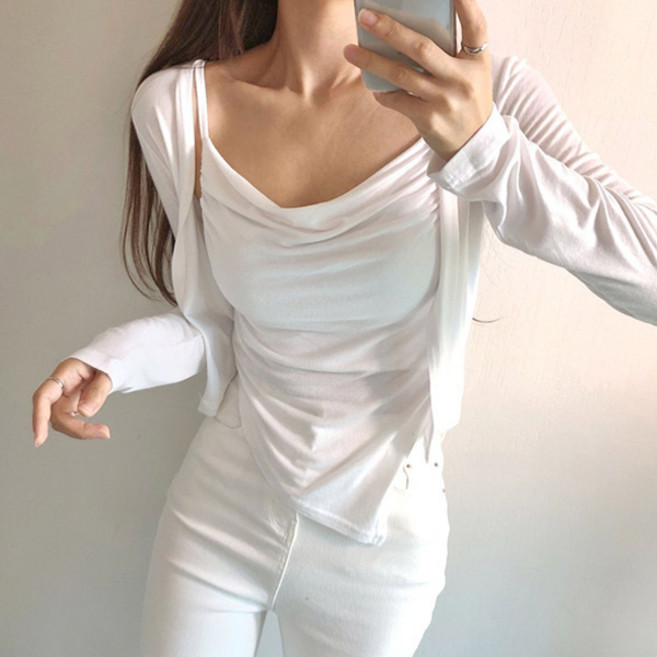 마이쏭 여성 자외선차단 여름가디건 드레프 쿨원단 랜딩사선나시가디건세트