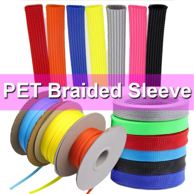 1/50M 11colors PET Expandable Braided Sleeve Tight High Density Wire Cable ulated Protection Sheath, 01 8mm, 02 Yellow, 02 1 meter