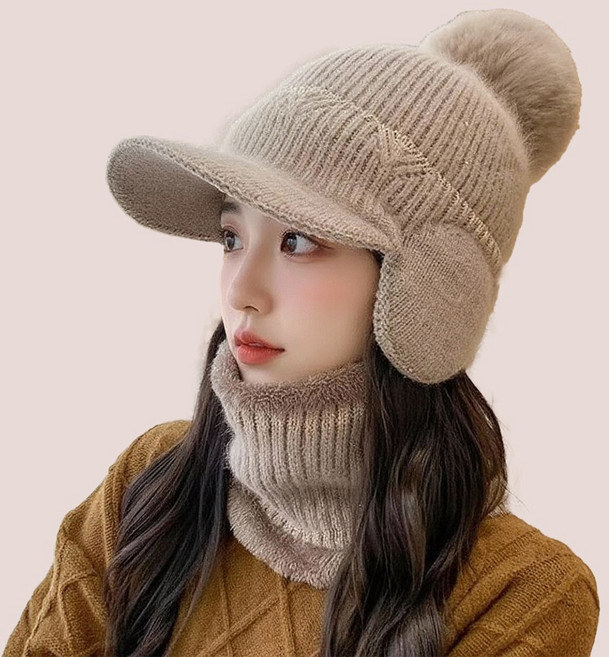 코지치 여성 니트 캡 모자 넥 워머 세트