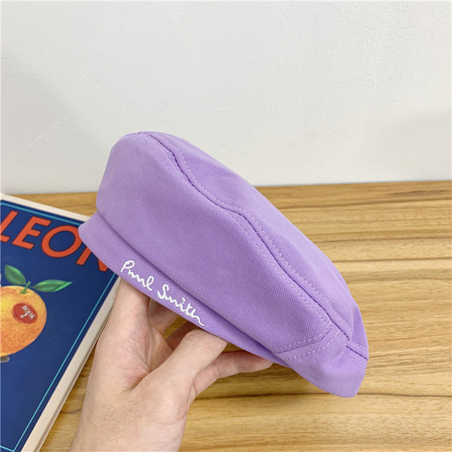 일본식 블랙 레터링 자수 베레모 여 여름 얇은 영륜 빈티지 화가 모자 캐주얼 팔각모자