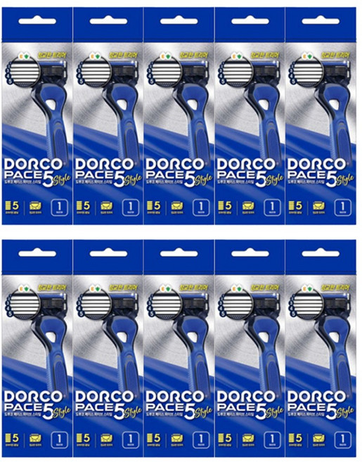 도루코 페이스5 스타일 5중날 휴대용면도기 일회용면도기 1입 1봉 1P, 10개, 1