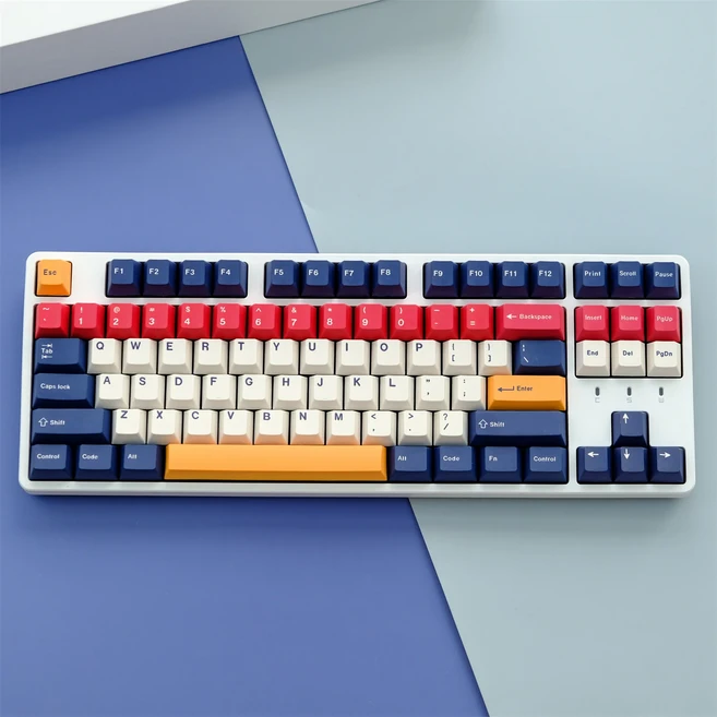 쿠쿠스토어 PBT 염료 승화 키캡 체리 프로필 Keychron Q1 Anne GH0 포커 129 키/세트 구성, 01 key caps only