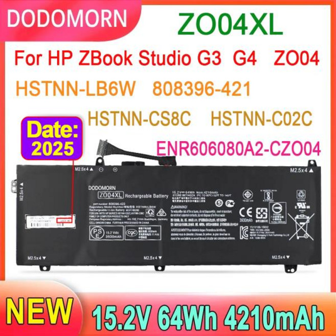 DODOMORN ZBook Studio G3 G4 노트북 배터리 ZO04XL 808396-421 808450-001 HSTNN-CS8C HSTNN-C88C HSTNN-LB6W 6